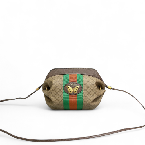 Gucci Web Shoulder Bag Microguccissima Brown Green Red