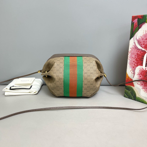 Gucci Web Shoulder Bag Microguccissima Brown Green Red