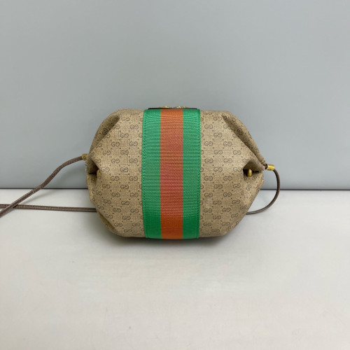 Gucci Web Shoulder Bag Microguccissima Brown Green Red