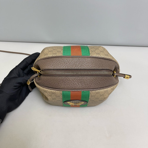Gucci Web Shoulder Bag Microguccissima Brown Green Red