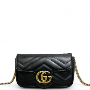 Gucci Matelasse Super Mini GG Marmont Calfskin Black Gucci Matelasse Super Mini GG Marmont Calfskin Black