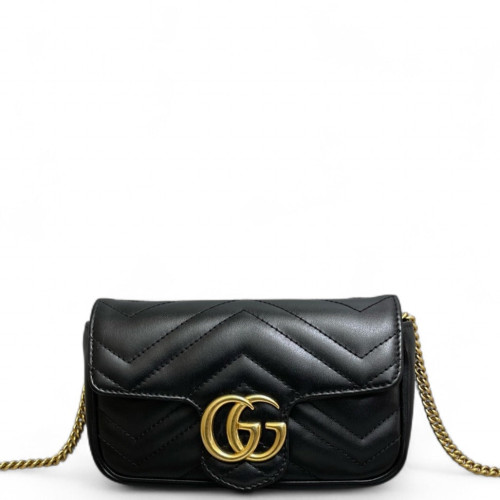 Gucci Matelasse Super Mini GG Marmont Calfskin Black
