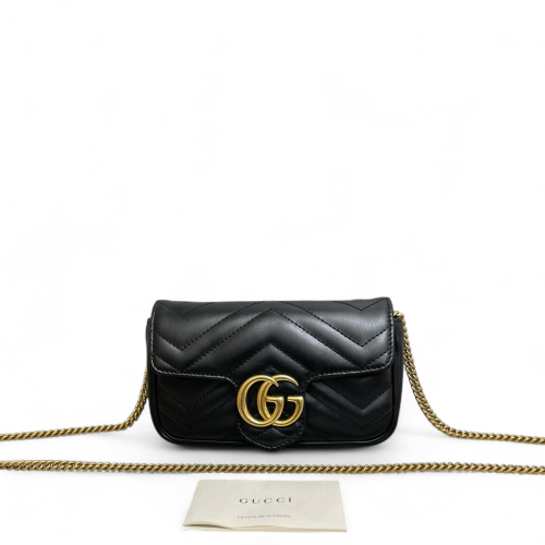 Gucci Matelasse Super Mini GG Marmont Calfskin Black