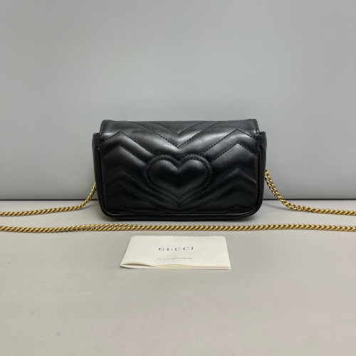 Gucci Matelasse Super Mini GG Marmont Calfskin Black