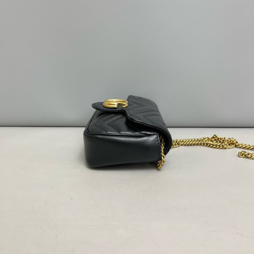 Gucci Matelasse Super Mini GG Marmont Calfskin Black