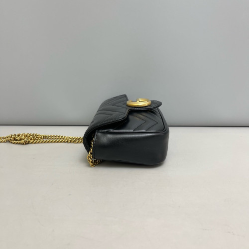 Gucci Matelasse Super Mini GG Marmont Calfskin Black