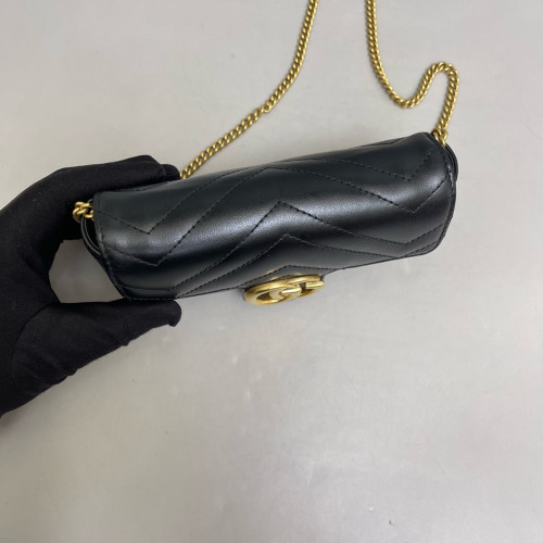 Gucci Matelasse Super Mini GG Marmont Calfskin Black