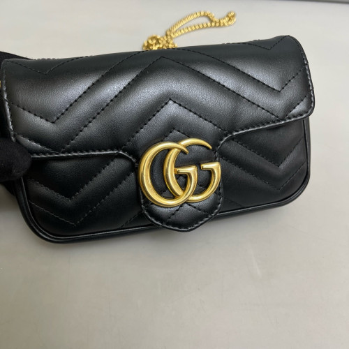 Gucci Matelasse Super Mini GG Marmont Calfskin Black