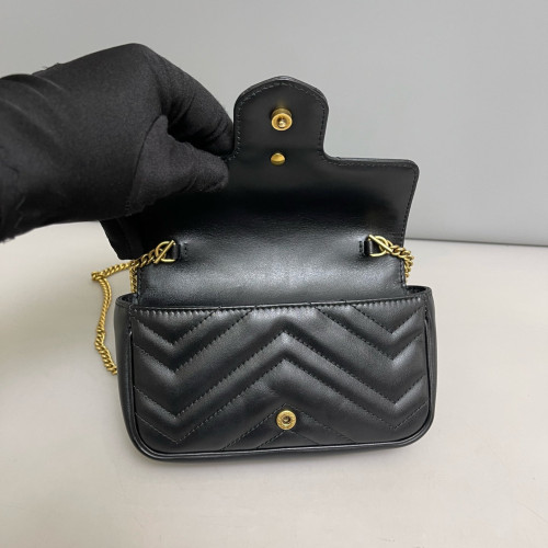Gucci Matelasse Super Mini GG Marmont Calfskin Black