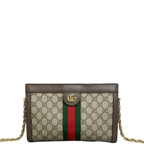 Gucci Web Small Ophidia Chain Shoulder Bag GG Supreme Monogram Beige Brown Green