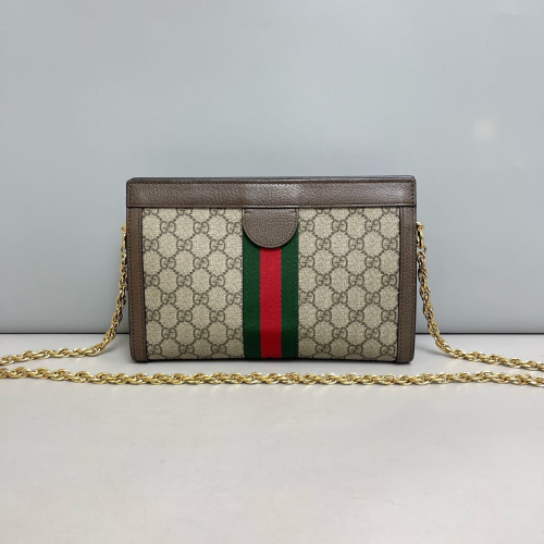 Gucci Web Small Ophidia Chain Shoulder Bag GG Supreme Monogram Beige Brown Green