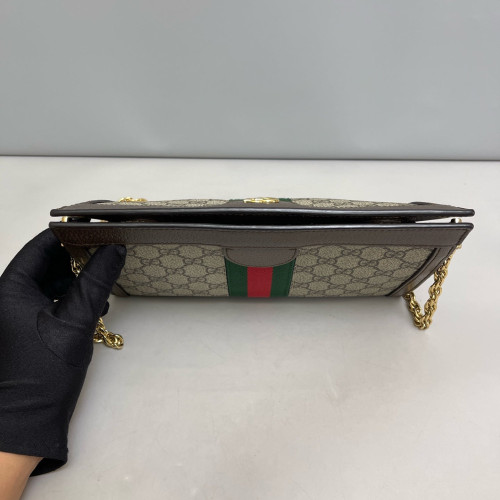 Gucci Web Small Ophidia Chain Shoulder Bag GG Supreme Monogram Beige Brown Green