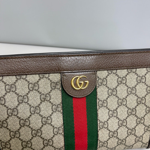 Gucci Web Small Ophidia Chain Shoulder Bag GG Supreme Monogram Beige Brown Green
