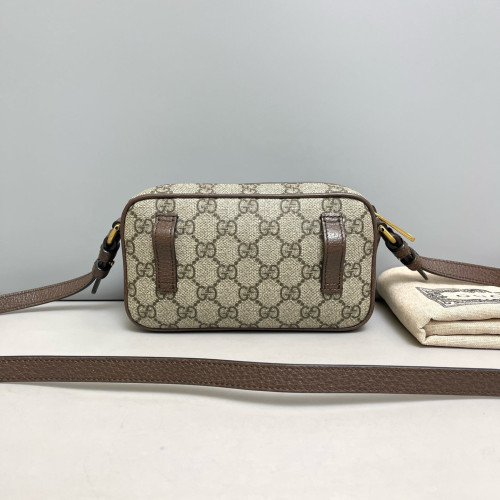 Gucci Web Ophidia Camera Case GG Supreme Monogram Beige Brown Green