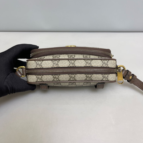 Gucci Web Ophidia Camera Case GG Supreme Monogram Beige Brown Green