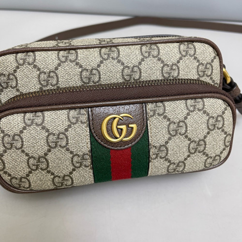 Gucci Web Ophidia Camera Case GG Supreme Monogram Beige Brown Green