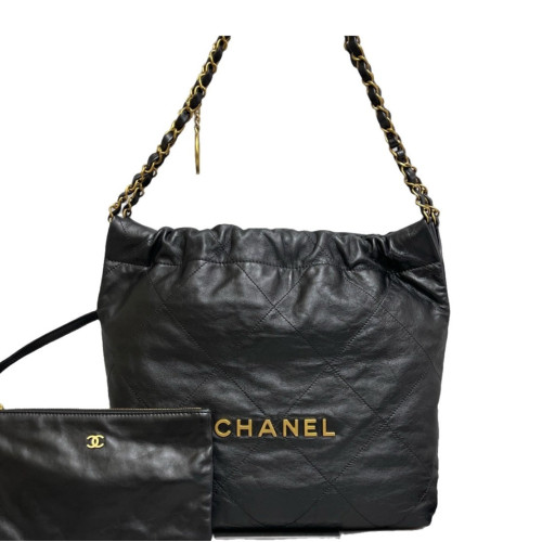 Chanel Quilted Small 22 Bag Calfskin Black