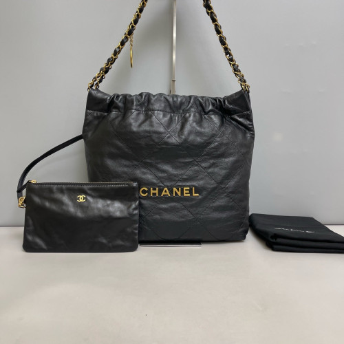 Chanel Quilted Small 22 Bag Calfskin Black