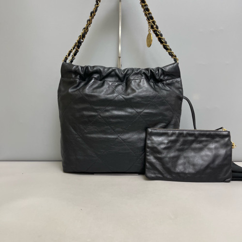 Chanel Quilted Small 22 Bag Calfskin Black
