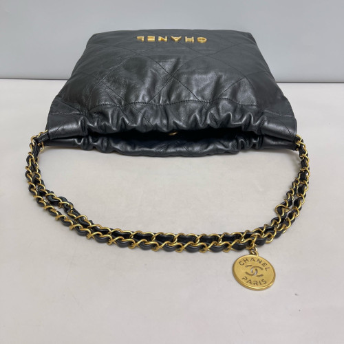Chanel Quilted Small 22 Bag Calfskin Black