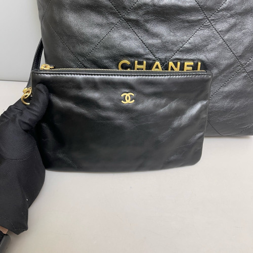 Chanel Quilted Small 22 Bag Calfskin Black