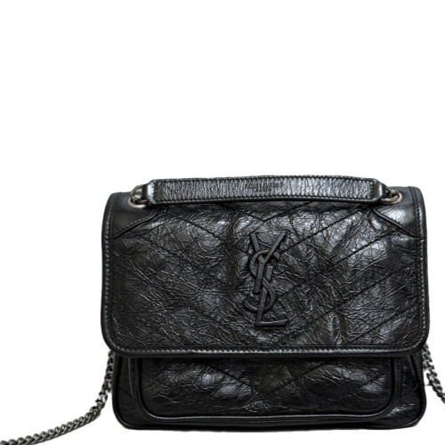 Yves Saint Laurent Baby Niki Messenger Pull Up Leather Black