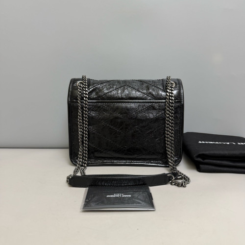 Yves Saint Laurent Baby Niki Messenger Pull Up Leather Black