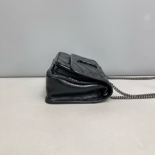 Yves Saint Laurent Baby Niki Messenger Pull Up Leather Black