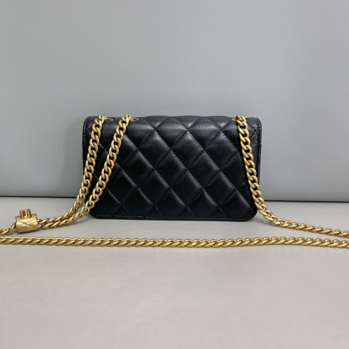 Chanel Quilted Adjustable Chain Wallet On Chain WOC Calfskin Black