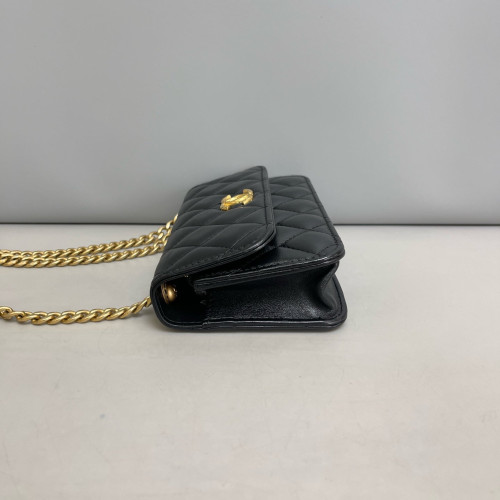 Chanel Quilted Adjustable Chain Wallet On Chain WOC Calfskin Black