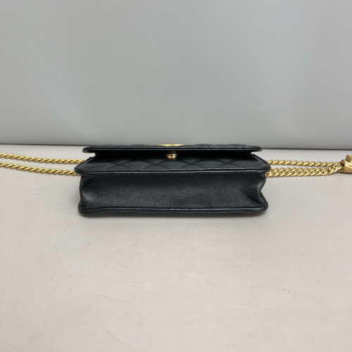 Chanel Quilted Adjustable Chain Wallet On Chain WOC Calfskin Black