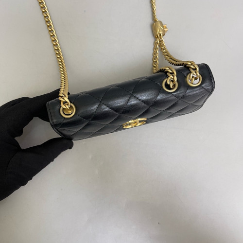 Chanel Quilted Adjustable Chain Wallet On Chain WOC Calfskin Black