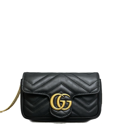 Gucci Matelasse Super Mini GG Marmont Calfskin Black