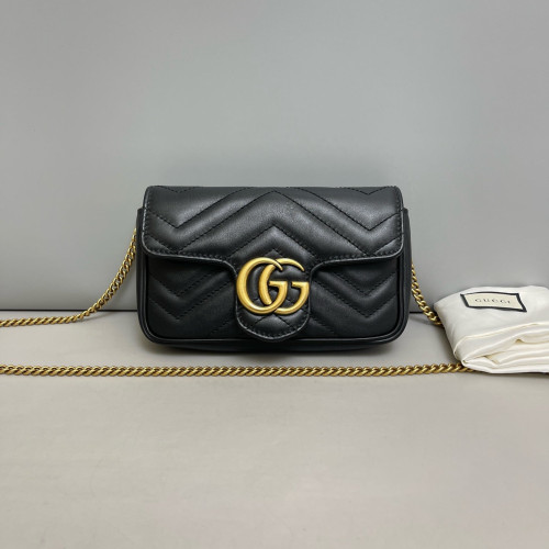 Gucci Matelasse Super Mini GG Marmont Calfskin Black