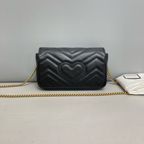 Gucci Matelasse Super Mini GG Marmont Calfskin Black
