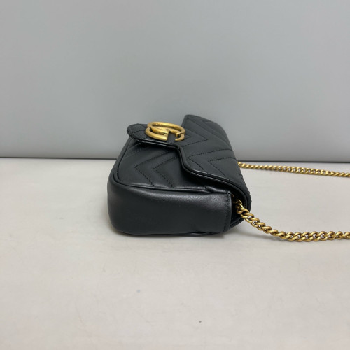 Gucci Matelasse Super Mini GG Marmont Calfskin Black