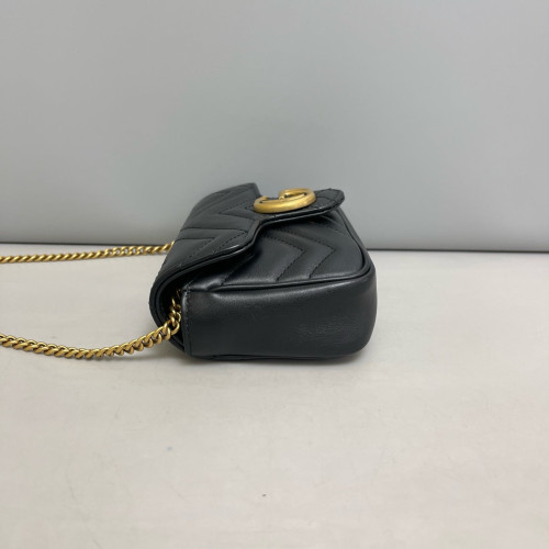 Gucci Matelasse Super Mini GG Marmont Calfskin Black