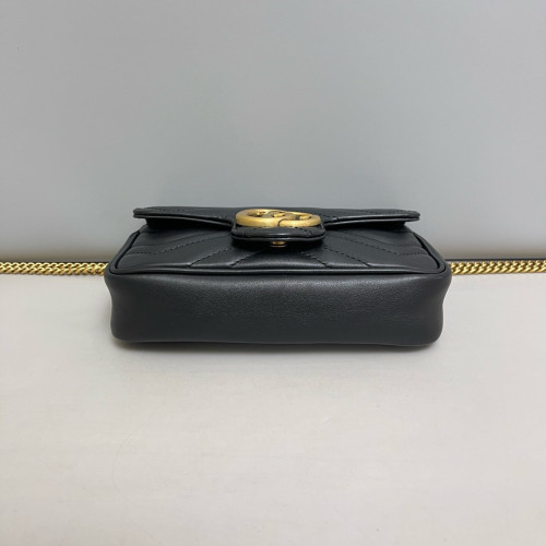 Gucci Matelasse Super Mini GG Marmont Calfskin Black