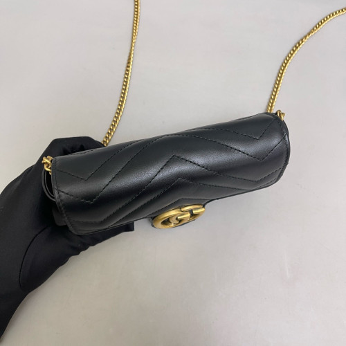Gucci Matelasse Super Mini GG Marmont Calfskin Black