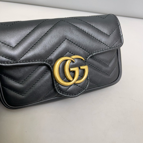 Gucci Matelasse Super Mini GG Marmont Calfskin Black