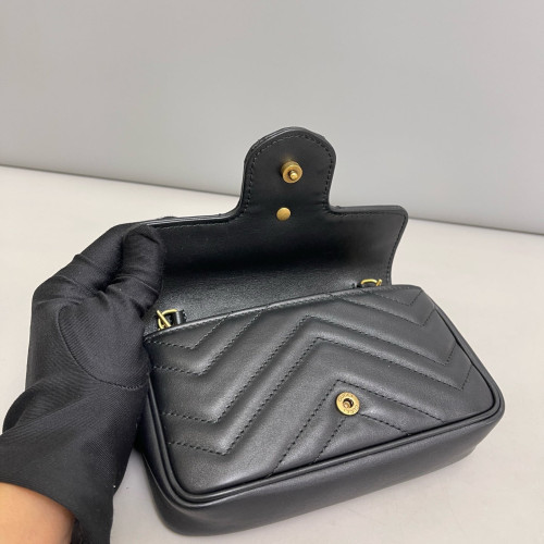 Gucci Matelasse Super Mini GG Marmont Calfskin Black