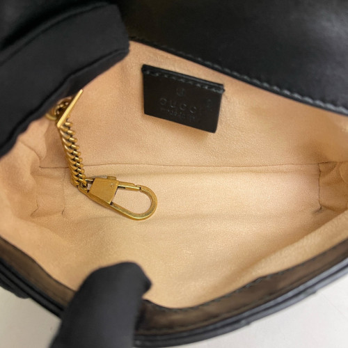 Gucci Matelasse Super Mini GG Marmont Calfskin Black