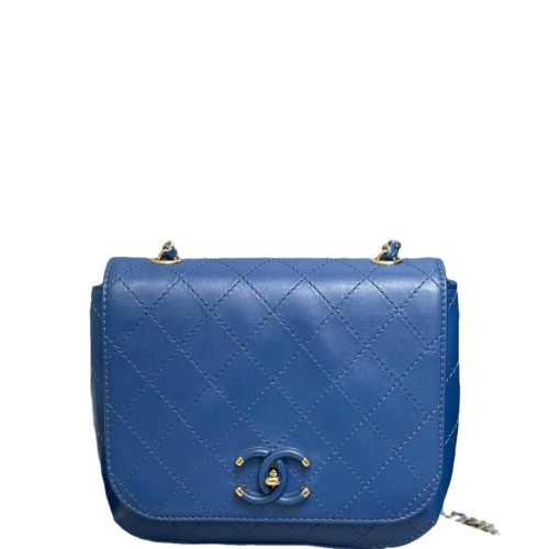 Chanel Quilted Paris Cuba Flap Bag Calfskin Blue