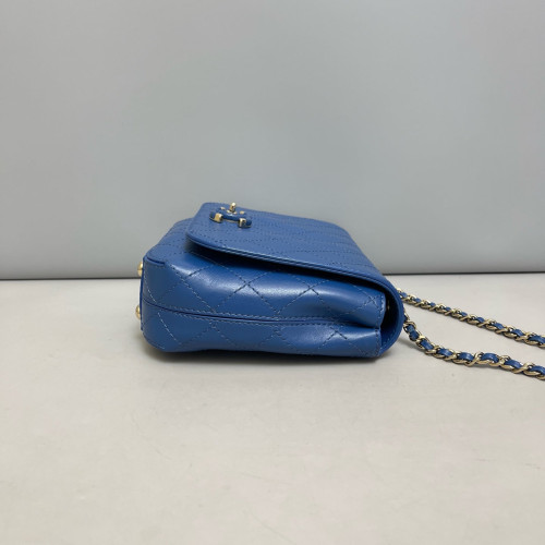 Chanel Quilted Paris Cuba Flap Bag Calfskin Blue
