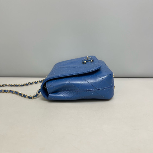 Chanel Quilted Paris Cuba Flap Bag Calfskin Blue