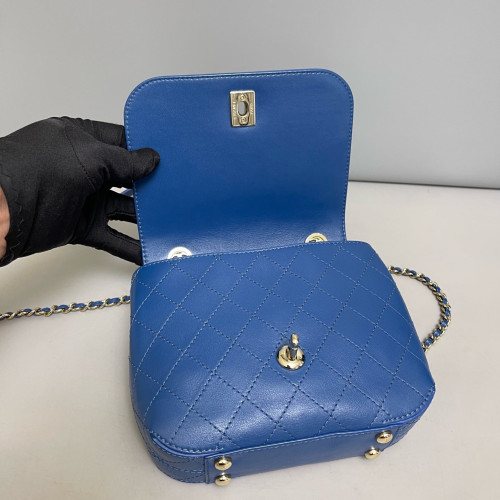 Chanel Quilted Paris Cuba Flap Bag Calfskin Blue