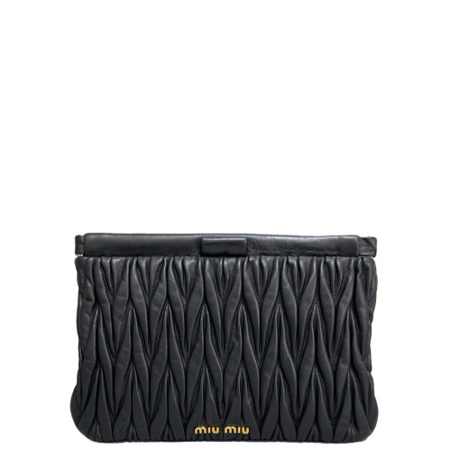 Miu Miu Clutch Crumpled Lambskin Black