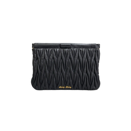 Miu Miu Clutch Crumpled Lambskin Black