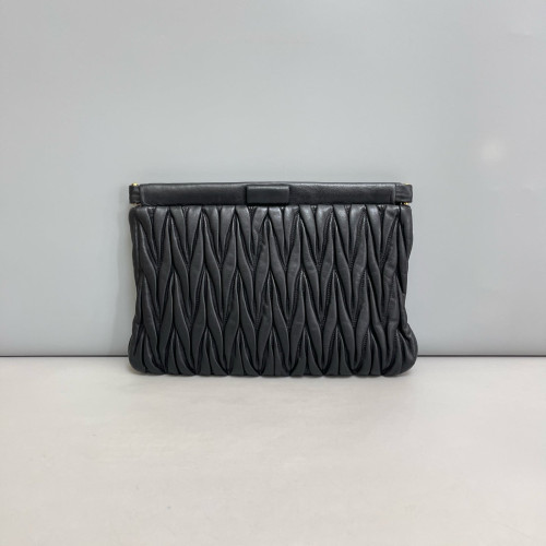 Miu Miu Clutch Crumpled Lambskin Black