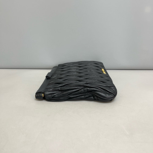 Miu Miu Clutch Crumpled Lambskin Black